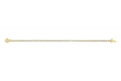 Sterling Silver with 14K Gold Plate Lab Created White Sapphire Bracelet 