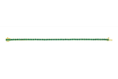 Sterling Silver with 14K Gold Plate Lab Created Emerald Bracelet 