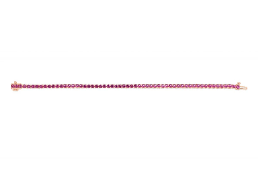 Sterling Silver with 14K Gold Plate Lab Created Rhodolite Garnet Bracelet - June Birthstone