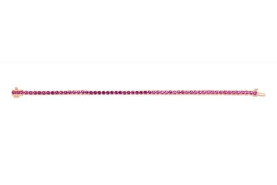 Sterling Silver with 14K Gold Plate Lab Created Rhodolite Garnet Bracelet - June Birthstone