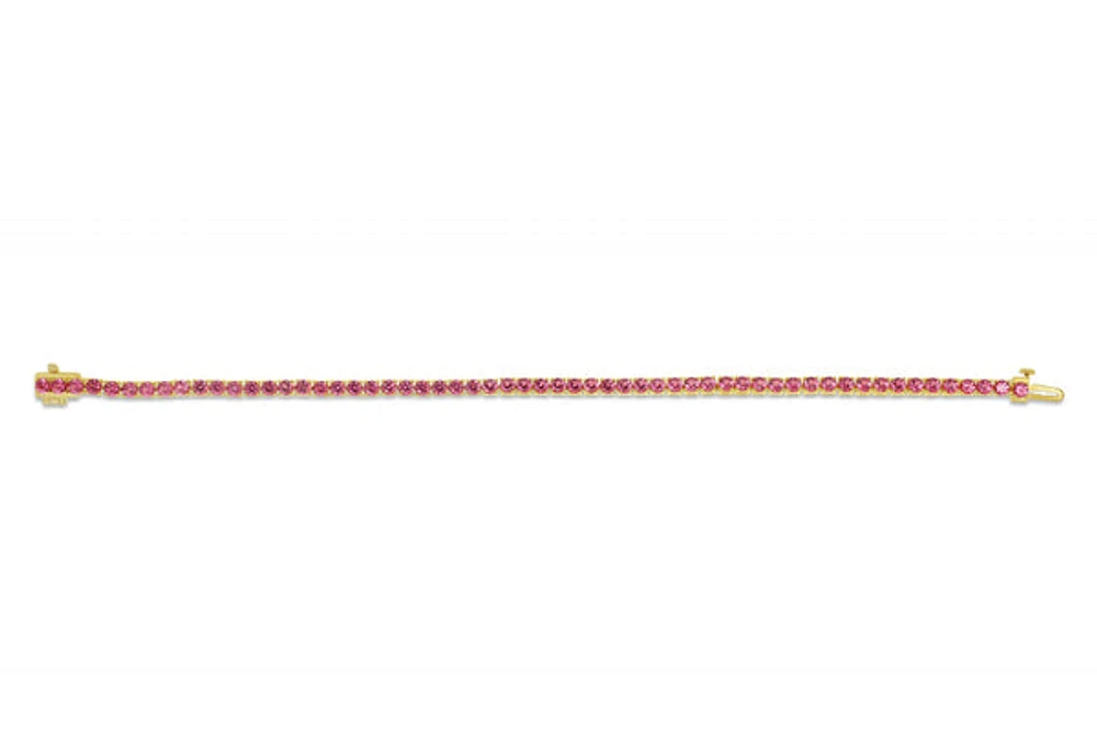 Sterling Silver with 14K Gold Plate Lab Created Ruby Bracelet - July Birthstone