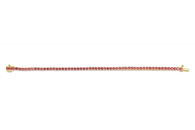 Sterling Silver with 14K Gold Plate Lab Created Ruby Bracelet - July Birthstone