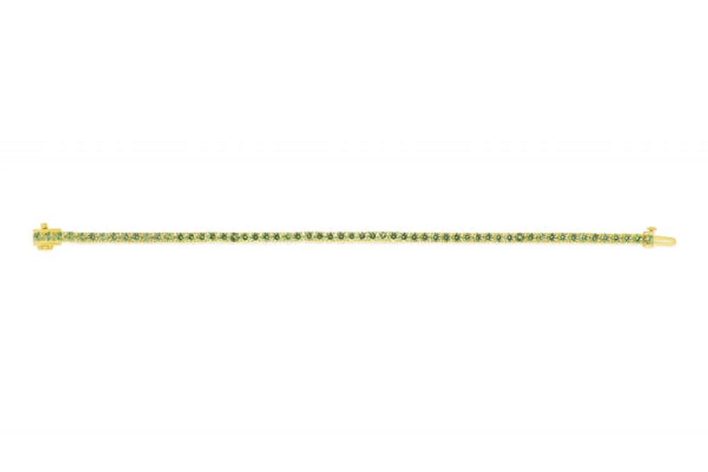 Sterling Silver with 14K Gold Plate Lab Created Peridot Bracelet - August Birthstone
