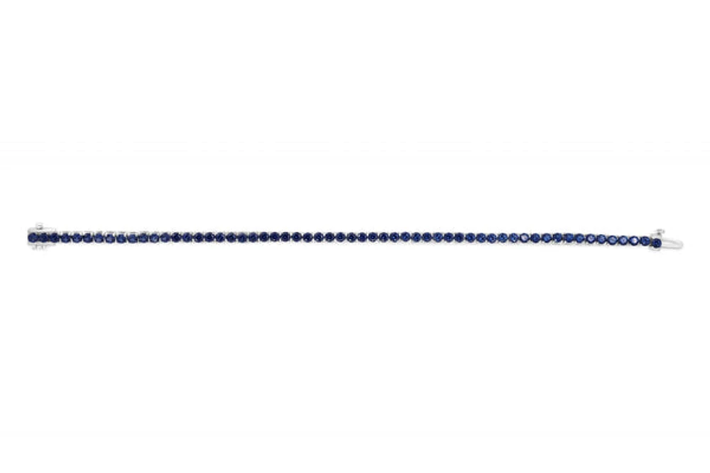 Sterling Silver with 14K Gold Plate Lab Created Blue Sapphire Bracelet - September Birthstone