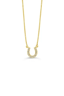 10K Yellow Gold 0.05cttw Diamond Horseshoe Pendant, 18"