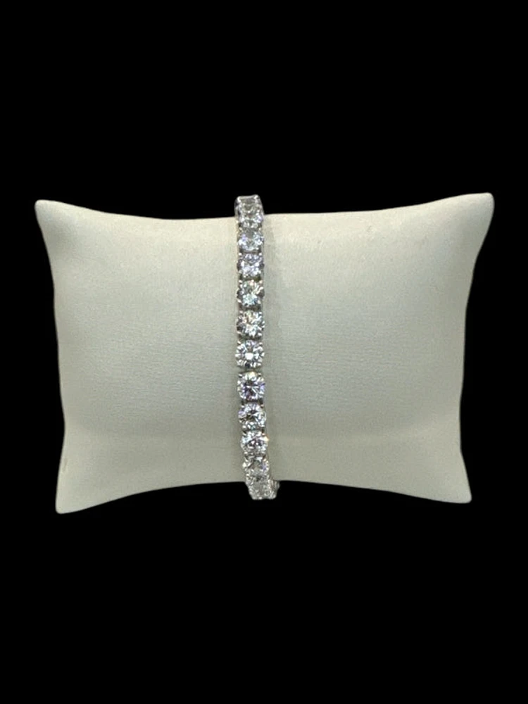925 Sterling Silver 5MM Cubic Zirconia Tennis Link Bracelet - 8 Inches
