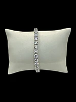 925 Sterling Silver 5MM Cubic Zirconia Tennis Link Bracelet  -  8 Inches
