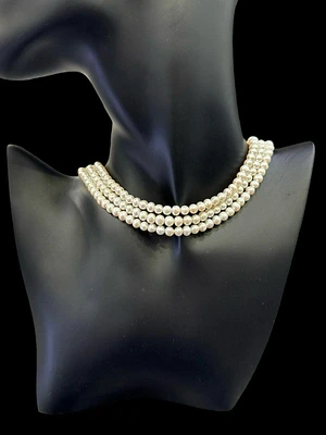 14KY Gold Filled Cultured Fresh Water Pearls Triple Strand - 16"