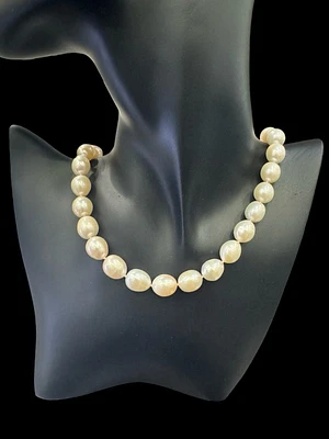 Silver Peach Fresh Water Pearls Strand - 18"