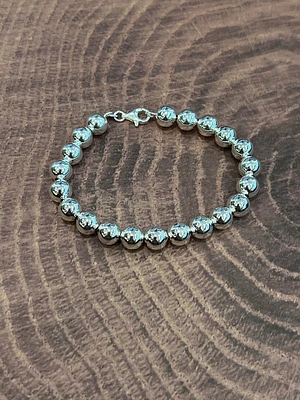 925 Sterling Silver 8.0mm Ball Link Bracelet  -  7.5 Inches