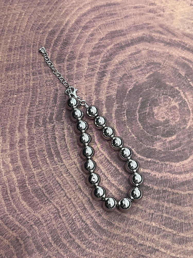 925 Sterling Silver 10.0mm Ball Link Bracelet - 8-10 Inches