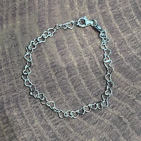 925 Sterling Silver 4.0mm Heart Link Bracelet  -  7.0 Inches