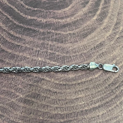 925 Sterling Silver 5.0mm Rope Link Bracelet  -  8.0 Inches