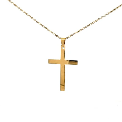 Stainless Steel Gold Plated 40X25mm Cross Pendant - 18"