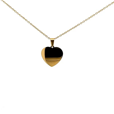 Stainless Steel Gold Plated 23X21mm Engravable Heart Pendant - 18"
