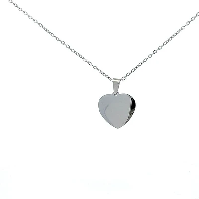 Stainless Steel 23X21mm Engravable Heart Pendant - 18"