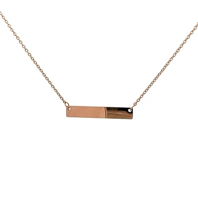 Stainless Steel Rose Gold Plated 7x35mm Engravable Bar Pendant - 18"