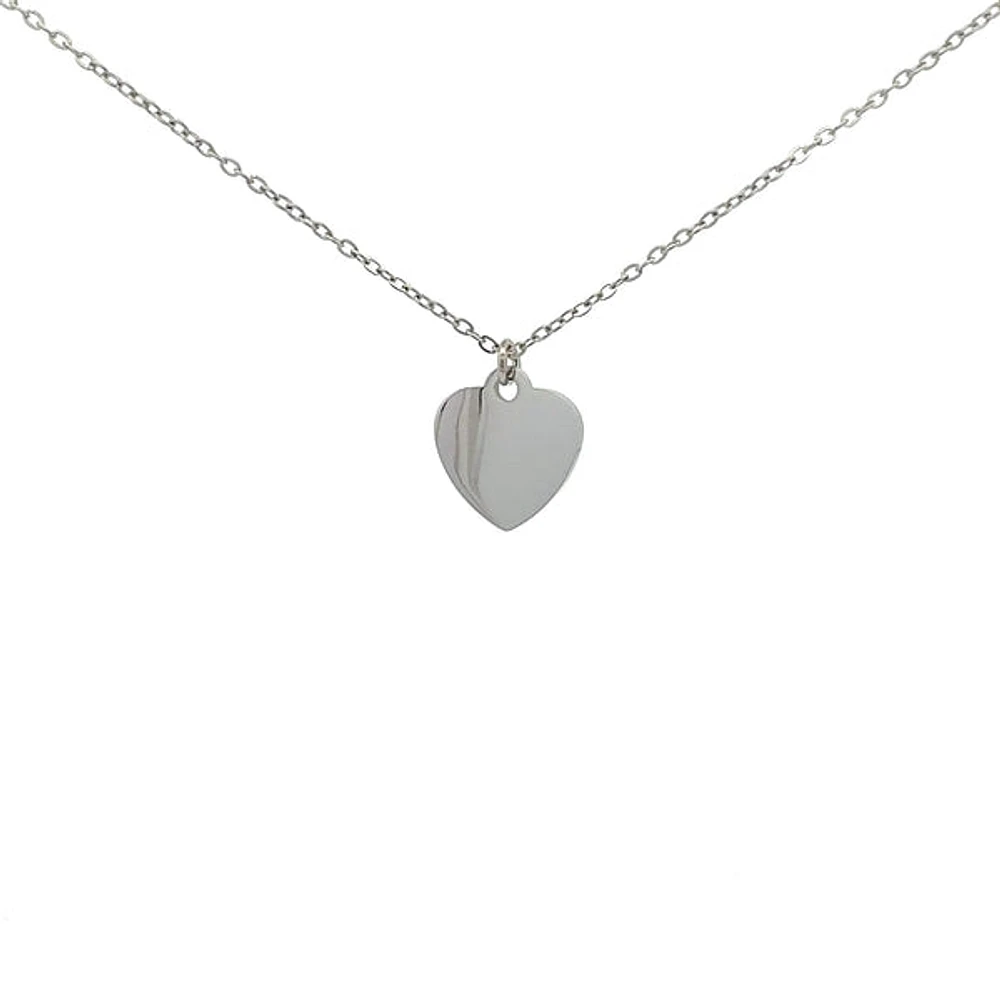 Stainless Steel 18X16mm Engravable Heart Pendant - 18"