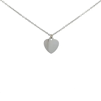 Stainless Steel 18X16mm Engravable Heart Pendant - 18"