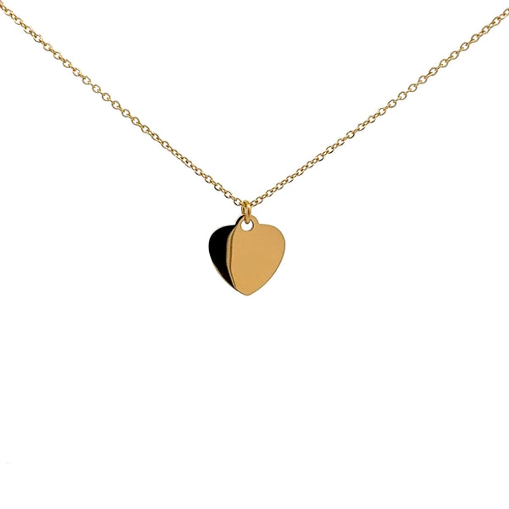 Stainless Steel Gold Plated 18X16mm Engravable Heart Pendant - 18"