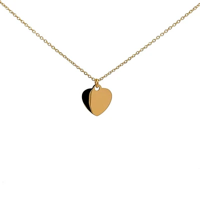 Stainless Steel Gold Plated 18X16mm Engravable Heart Pendant - 18"