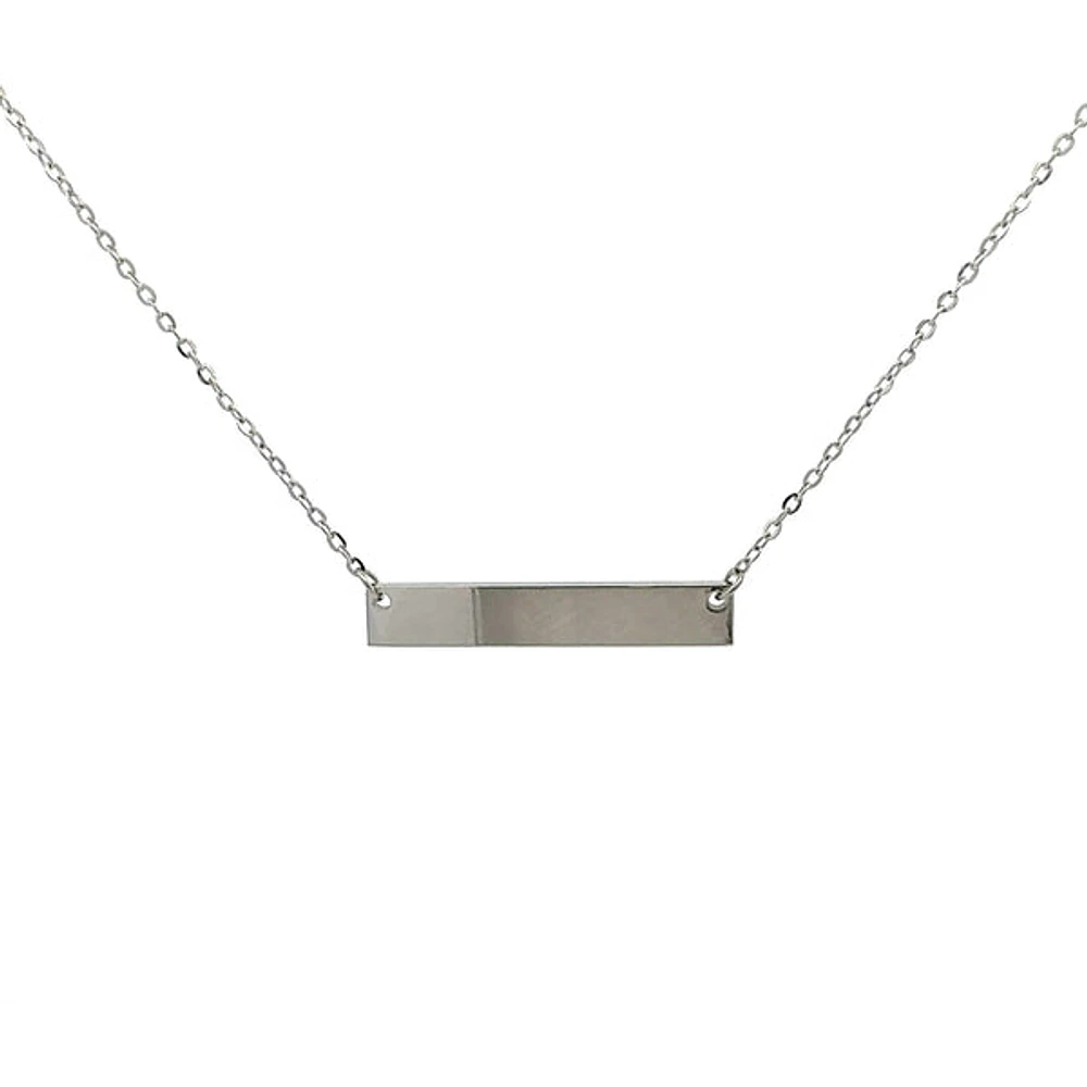 Stainless Steel 7x35mm Engravable Bar Pendant - 18"