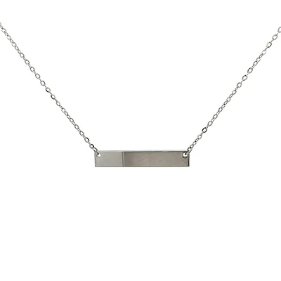 Stainless Steel 7x35mm Engravable Bar Pendant - 18"