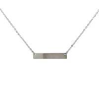 Stainless Steel 7x35mm Engravable Bar Pendant - 18"