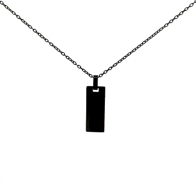 Stainless Steel Black Plated 25x10mm Engravable Dog Tag Pendant - 18"
