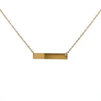 Stainless Steel Yellow Gold Plated 7x35mm Engravable Bar Pendant - 18"