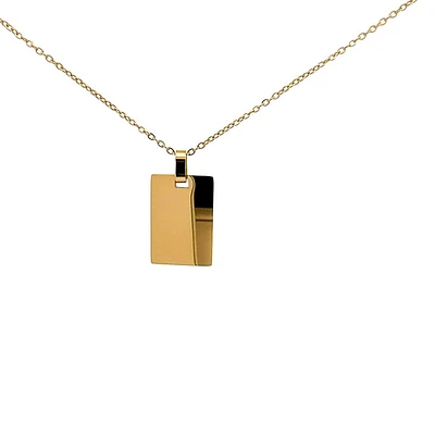 Stainless Steel Gold Plated 22x20mm Engravable Dog Tag Pendant - 18"