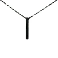 Stainless Steel Black Plated 39X5mm Engravable Bar Pendant - 18"