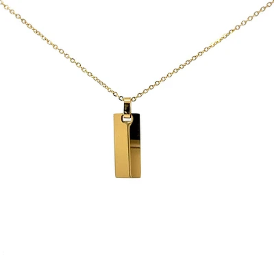 Stainless Steel Gold Plated 25x10mm Engravable Dog Tag Pendant - 18"