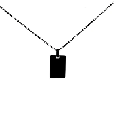 Stainless Steel Black Plated 22x20mm Engravable Dog Tag Pendant - 18"