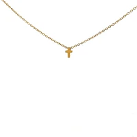 Stainless Steel Gold Plated 8.5X6mm Cross Pendant - 18"