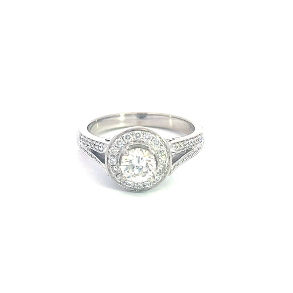 14K White Gold 0.91cttw Diamond Engagement Ring