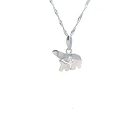 14K White  Gold 0.27cttw Diamond Mother and Cub Necklace with Singapore Chain (Spring Clasp) - Adjustable 16 & 18 Inches