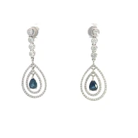14K White Gold Sapphire and Diamond Earring