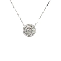 14K White Gold 1.14cttw Diamond Halo Pendant - 18"