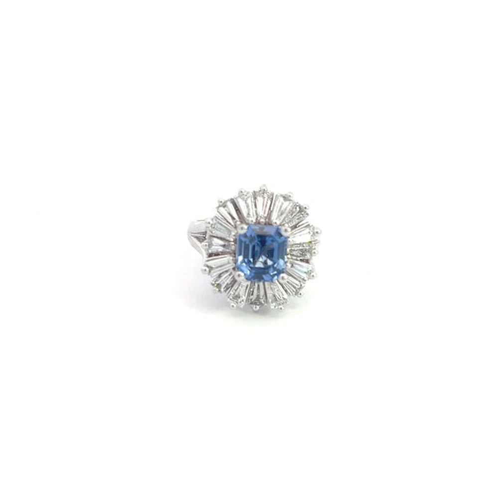 14K White Gold Sapphire & Diamond Ring