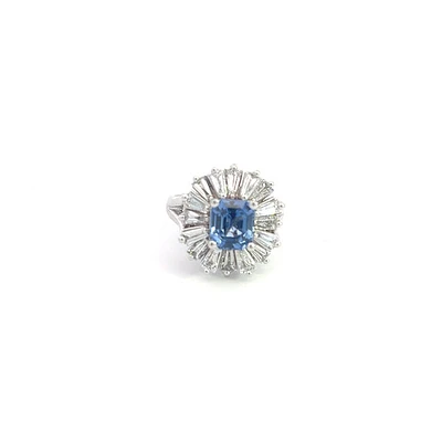 14K White Gold Sapphire & Diamond Ring