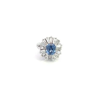 14K White Gold Sapphire & Diamond Ring