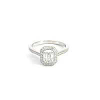 14K White Gold 1.05cttw Emerald Cut Diamond Engagement Ring