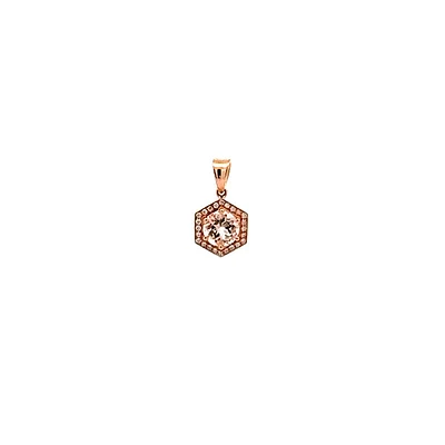 14K Rose Gold Morganite and Diamond Pendant