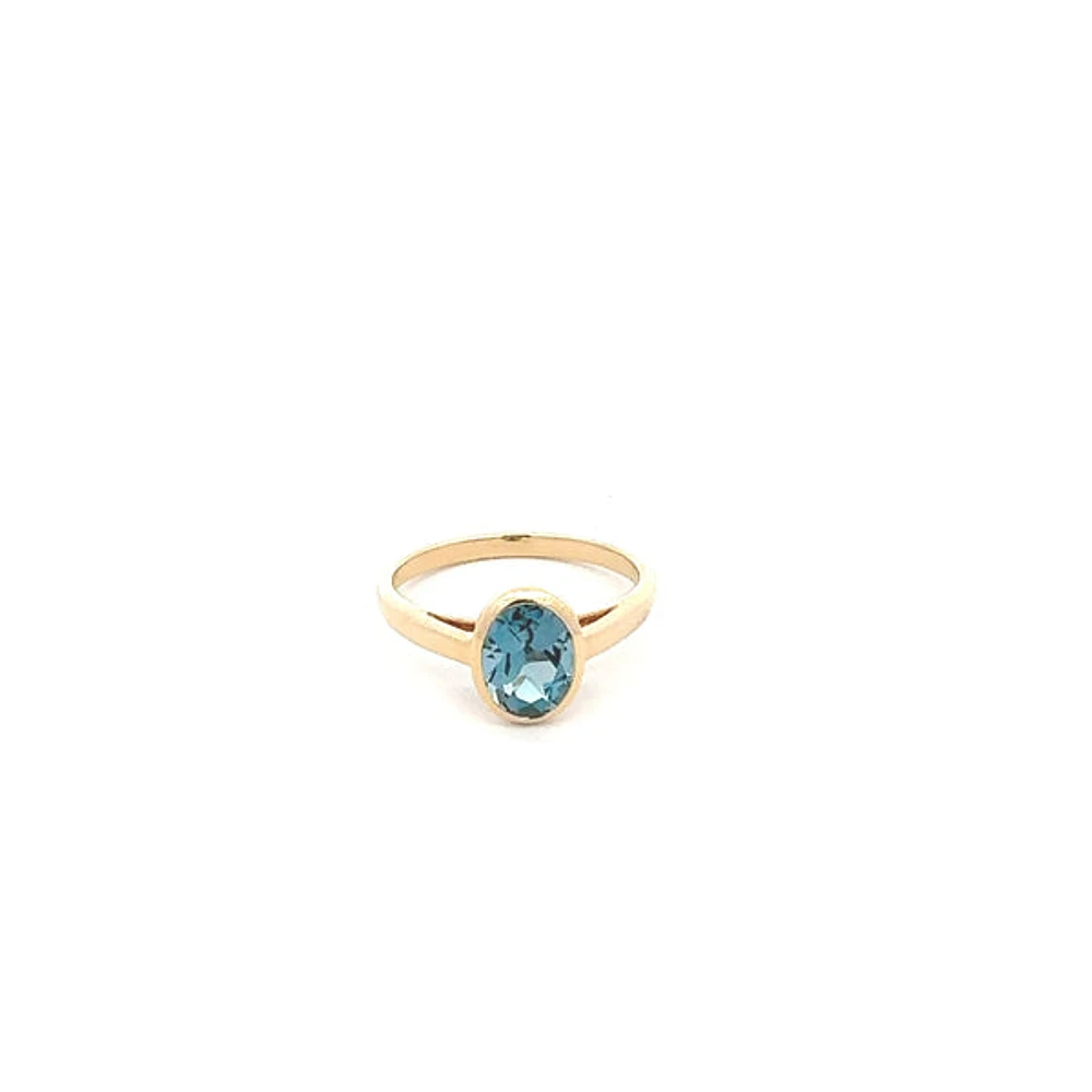 14K Yellow Gold London Blue Topaz Ring - /
