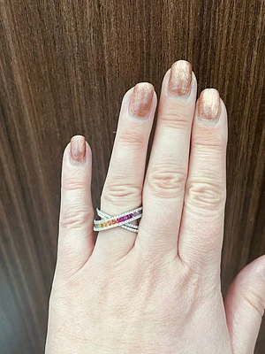14K White Gold 1.70 cttw Multicoloured Sapphire and White Diamond Ring - 5