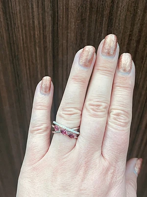 14K White Gold 0.66 cttw Pink Tourmaline and White Diamond Ring