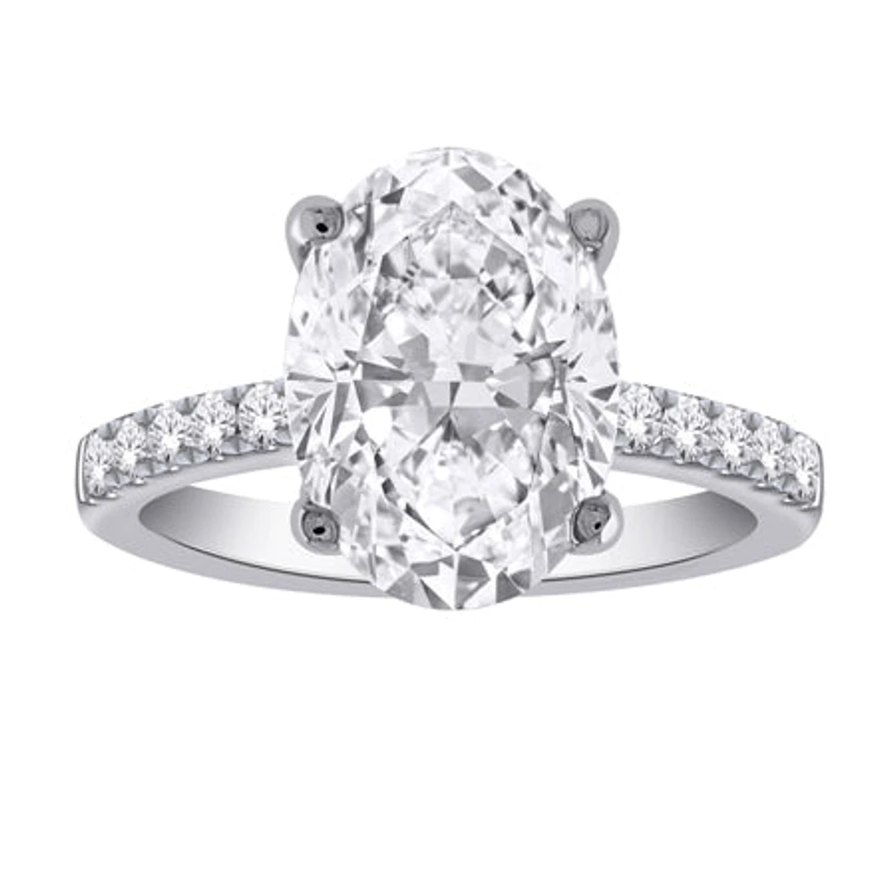 14K Gold Lab Grown Oval Diamond Engagement Ring - 4 /