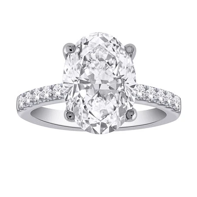 14K Gold Lab Grown Oval Diamond Engagement Ring - 4 /