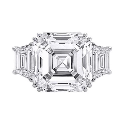 14K White Gold Lab Grown Asscher Cut Diamond Engagement Ring - 4 / White Gold